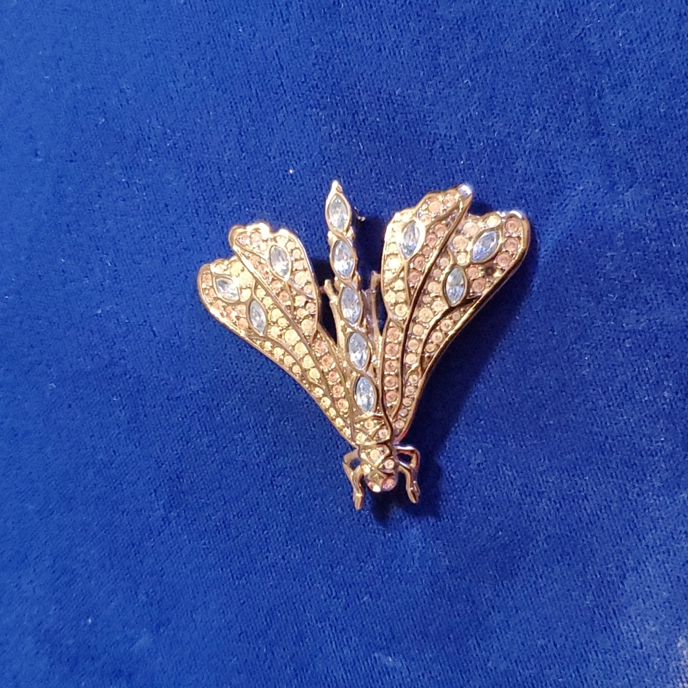 Rare Vintage Swarovski Crystal Art Deco Dragonfly Brooch Pin - Picture 3 of 8